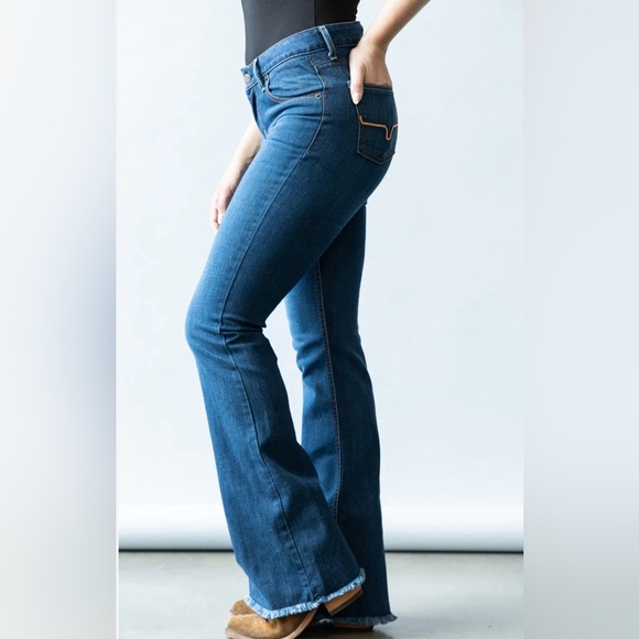 Kimes Ranch Jeans Kimes Ranch Lola Raw Hem Mid Rise Flare Jeans X34